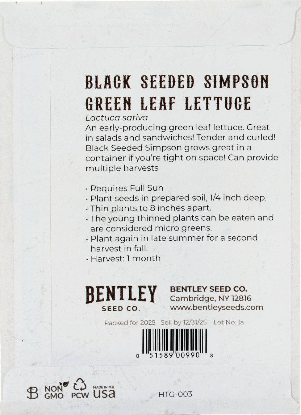 Lettuce-Black Seed Simpsons Curled 1885