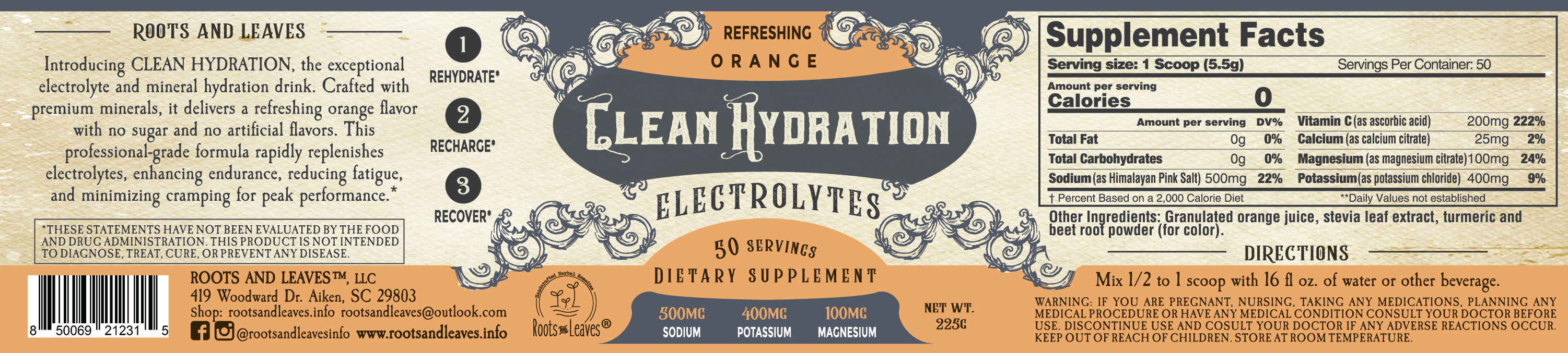 Clean Hydration Electrolytes-Orange