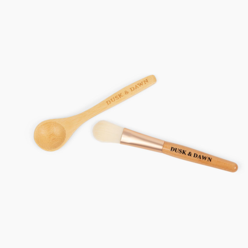 Brush + Spoon Set for Clay Mask Application - Skincare Tools