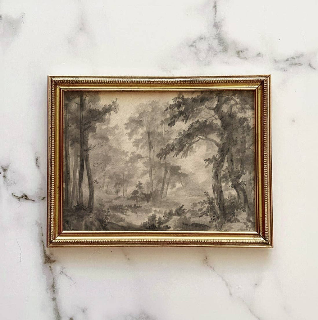 Vintage Wooded Landscape Muted Art Print