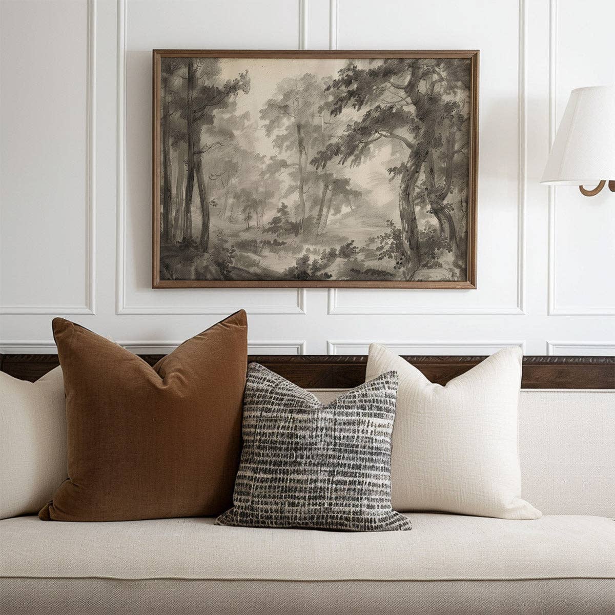Vintage Wooded Landscape Muted Art Print